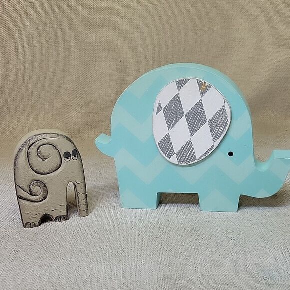 Elephant Themed Home Accent Set 2 Trinket Boxes Decor, Frame, Wood Elephants - Picture 12 of 15
